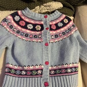 Floral Patterned Blue kids Sweater
